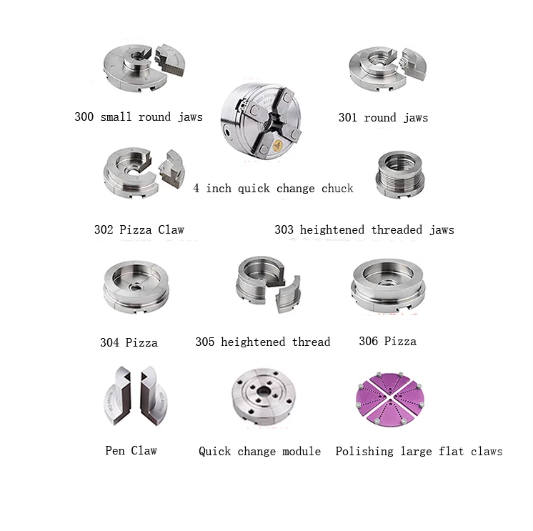 Woodworking Quick-change Chuck, M33*3.5, 1 Inch 8 Teeth, 1 1/4 Inch 8 Teeth, With 10 sets of jaws