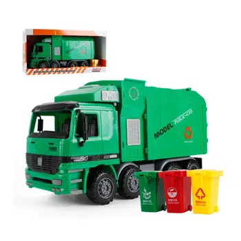 

Children Simulation Inertia Garbage Truck Sanitation Car Model with Three Trash
