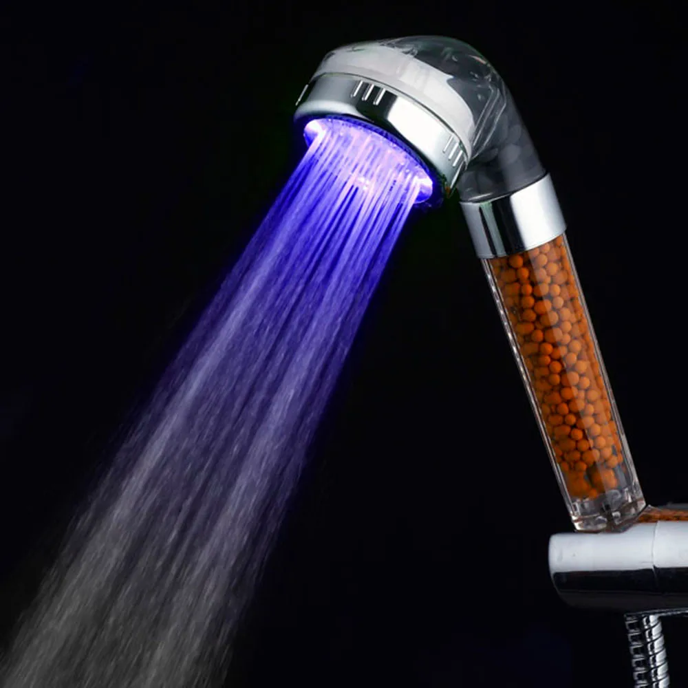 

Romantic Automatic Magic 7 Color 5 LED Lights Handing Rainfall Shower Head Single Round Head RC-9816 for Water Bath Bathroom
