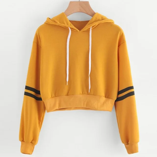 Women's Fashion Sweatshirt Women Varsity-striped Drawstring Crop Hoodie  Sweatshirt Jumper Crop Pullover Tops Dropshipping - Hoodies u0026 Sweatshirts -  AliExpress