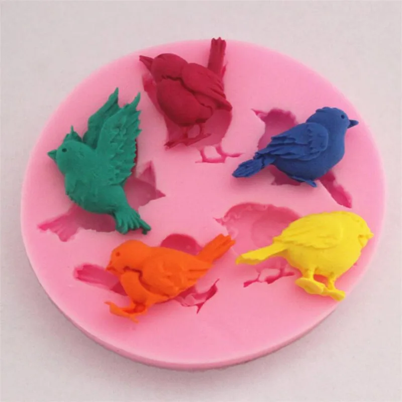 Stampo in silicone per uccelli 3D Stampo in silicone per caramelle Argilla polimerica Stampi per fondente