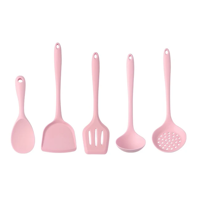 Pink Silicone Kitchen Utensils Set Non-Stick Cooking For Cookware Silica  GelHandle Spatula Egg Grade Kitchen Accessories - AliExpress