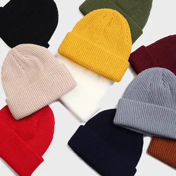 

Men's skullcap Unisex Beanieswinter Melon Cap Men Female Hat Warm Soft Knitted Cap Casual Skullies Bonnet Slouch Girl Skullcap