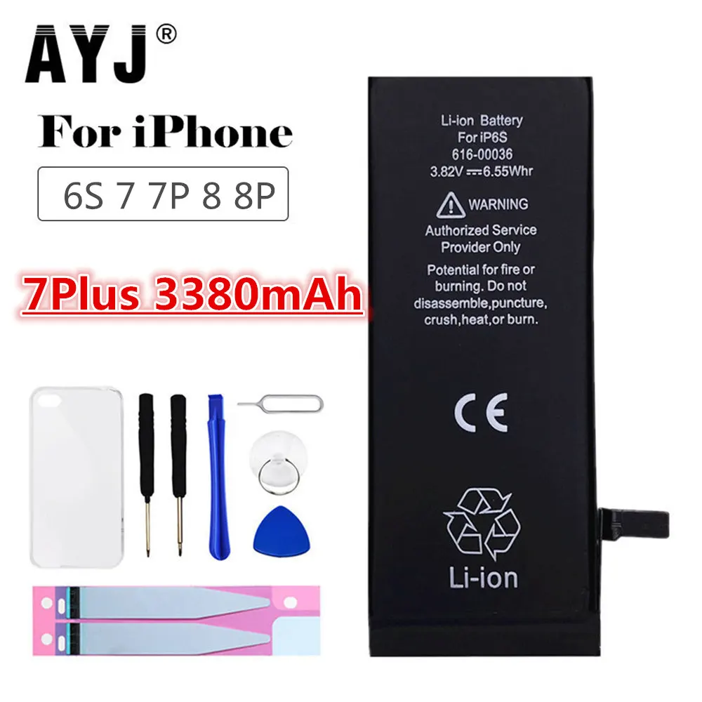 AYJ AAAAA TI качество для iPhone 6, 6 S, 7, 8 Plus, 7 Plus, 8 Plus, батарея повышенной емкости, сменная батарея, кобальт, Новая батарея