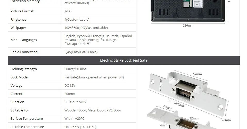 HOMSECUR " PoE Питание Wi-Fi видео домофон система с голосовым сообщением BC031IP-B+ BM716IP-S