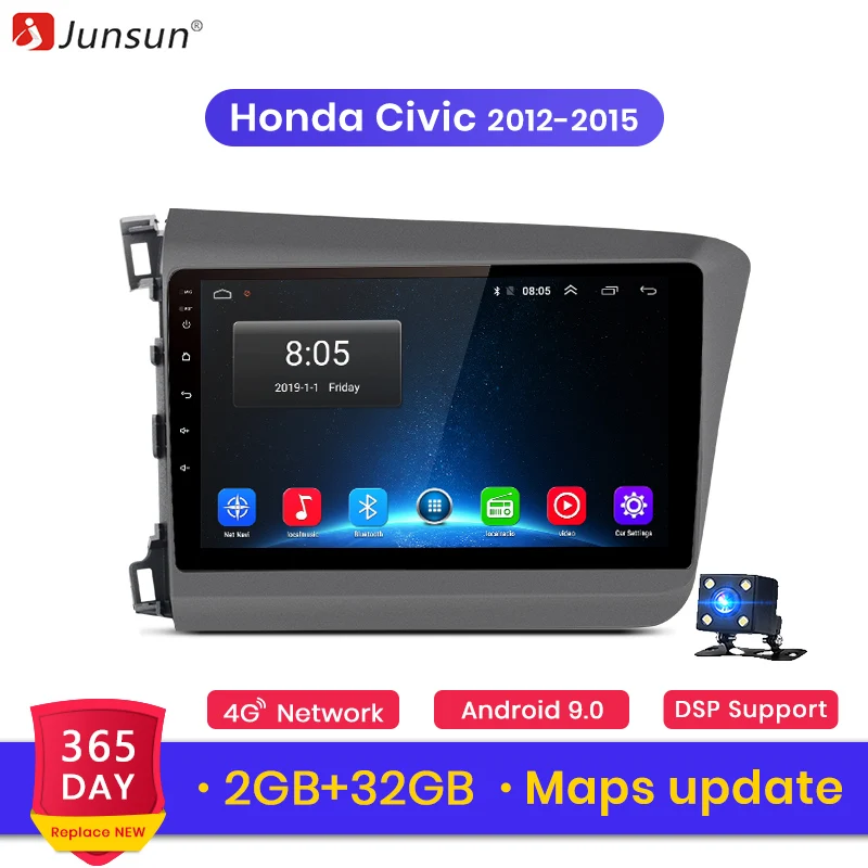 

Junsun V1 Android 9.0 2G+32G DSP Car Radio Multimedia Video Player For Honda Civic 2012 2013-2015 Navigation GPS 2 din autoradio