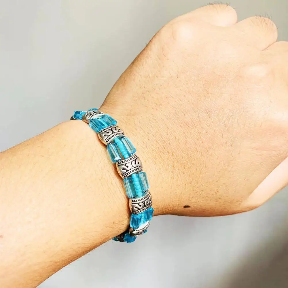 

Crystal Turquoises Wrap Bracelet Style Women Beaded Bracelets Tibetan Silver Toogle Clasp Gift for Him Boho Jewelry Dropshipping