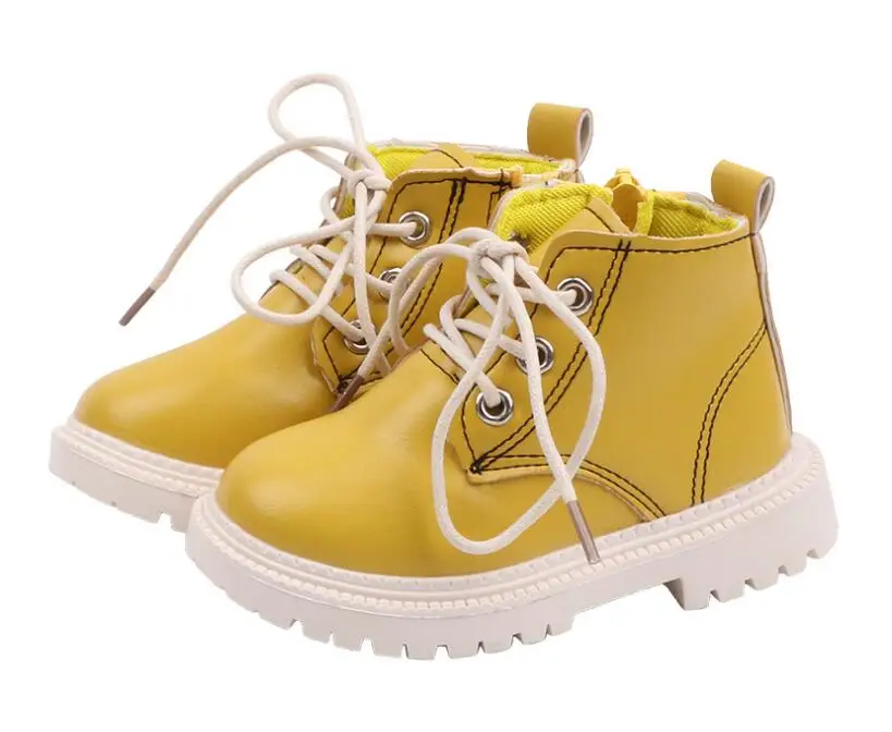 Модный свободного кроя из искусственной кожи Новая зимняя детская обувь принцессы для девочек противоскользящие, для ног теплые модные зимние ботинки «мартенс» От 1 до 3 лет - Цвет: photo color