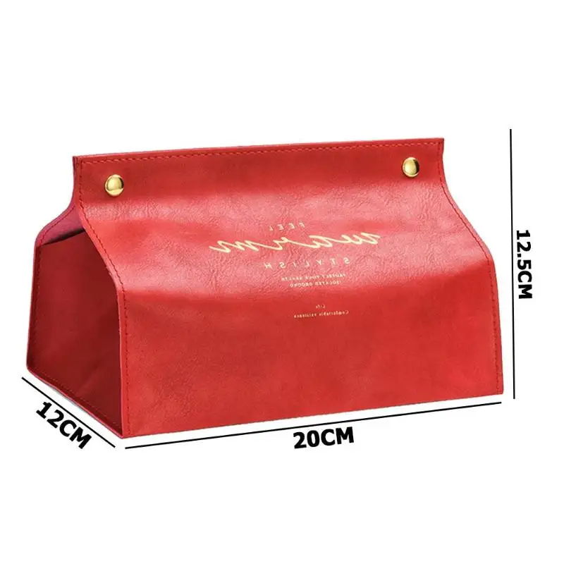 Ins Nordic PU Leather Napkin Papers Holder Rectangle Home Tissue Storage Box Use As a Storage Bag For Mobile Phones Drinks - Название цвета: Красный