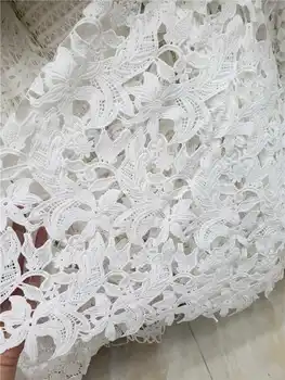 

wholesale hot sales African Cord Lace Fabric super Quality guipure lace fabric For Evening Dresses In Pure white 5yds/pcs