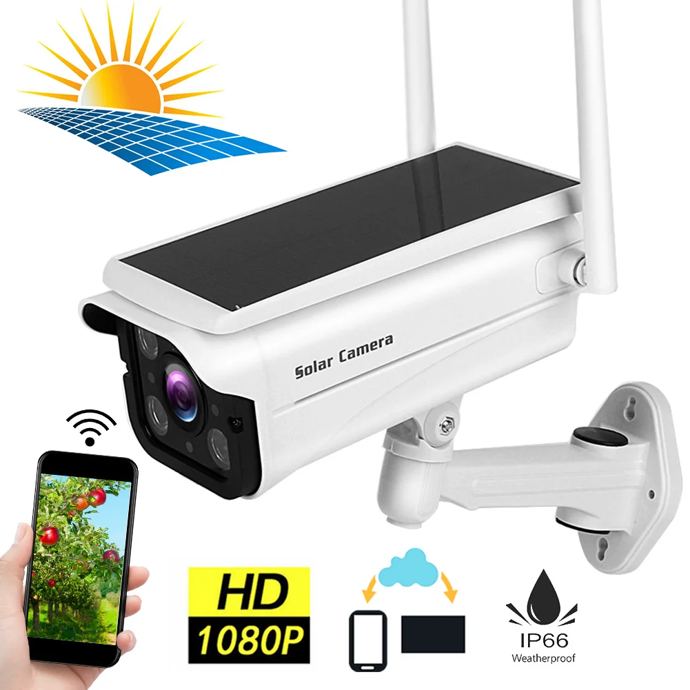 1080P HD Wi Fi камера наружная Солнечная безопасности IP66 ночного видения с