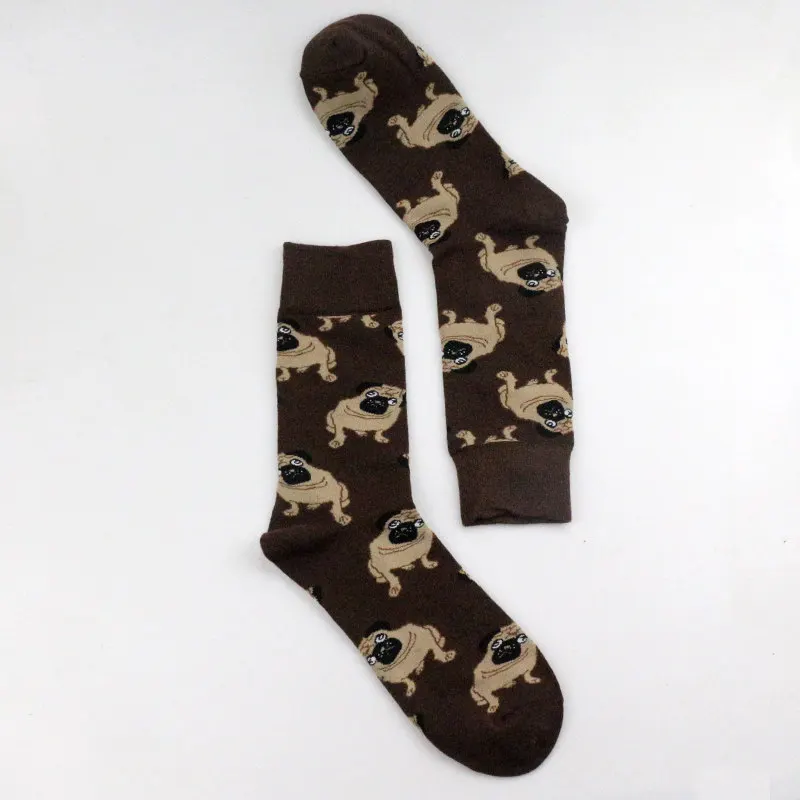 Милые носки с принтом собаки, новинка, чулочно-носочные изделия, женские носки, зимние хлопковые счастливые носки, женские носки, рождественские носки - Цвет: Brown