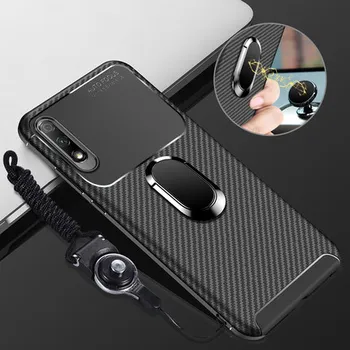 

For Sony Xperia 1 II Case Soft Carbon fiber With Stand Ring Protective Back Cover Case for Sony Xperia 10 II 1 ii phone shell
