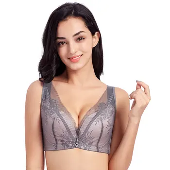 

Elegant Lace Floral Push Up Bra Breathing Comfortable Plus Size Brassiere Padded Adjustable Underwear For Women(A B C D E Cup)