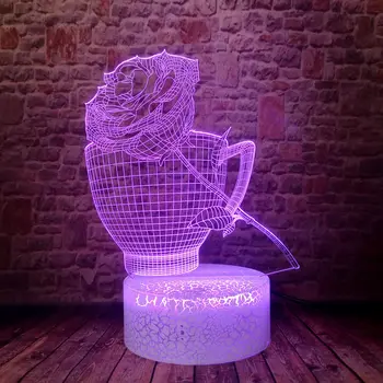 

Lovely Rose Model 3D Illusion LED Desk Nightlight Colorful Changing Sleeping Light Flash Toys