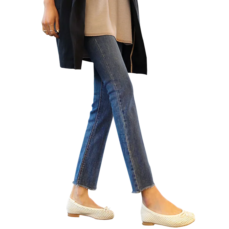 

Women's spring and summer high waist jeans 2020 new stretch slim slimming casual pants High waist straight cropped trousers
