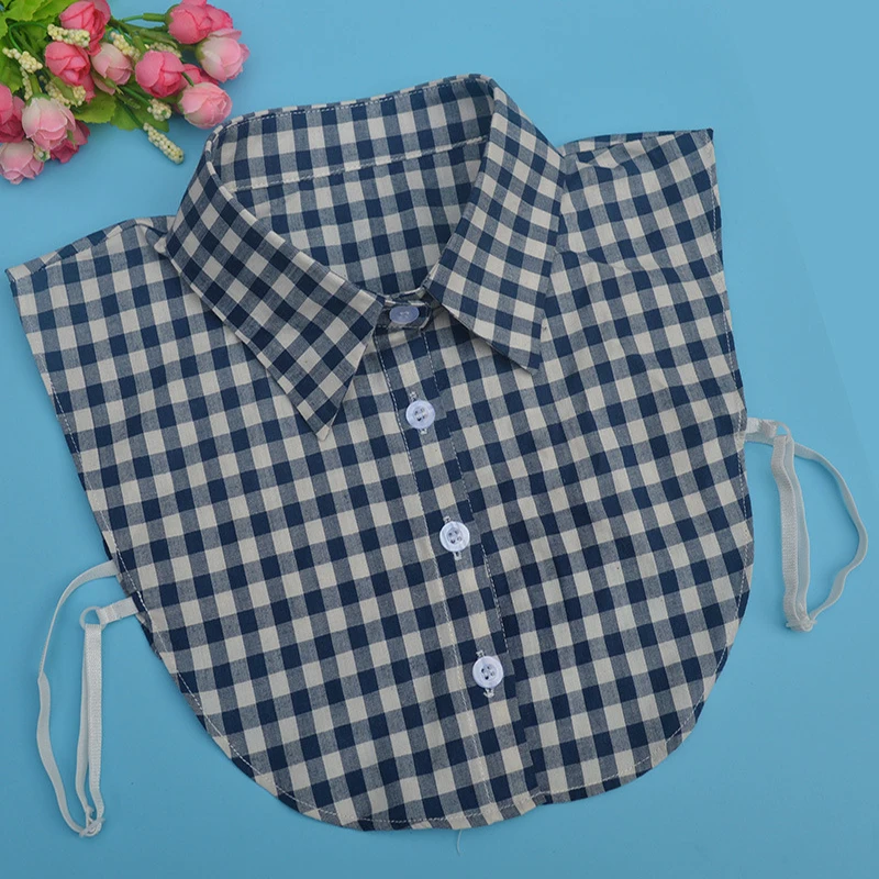 BluePlaid Модные женские аксессуары, винтажные кружевные однотонные топы и блузки для отдыха, шифоновые блузы Harajuku Feminina - Цвет: BluePlaid