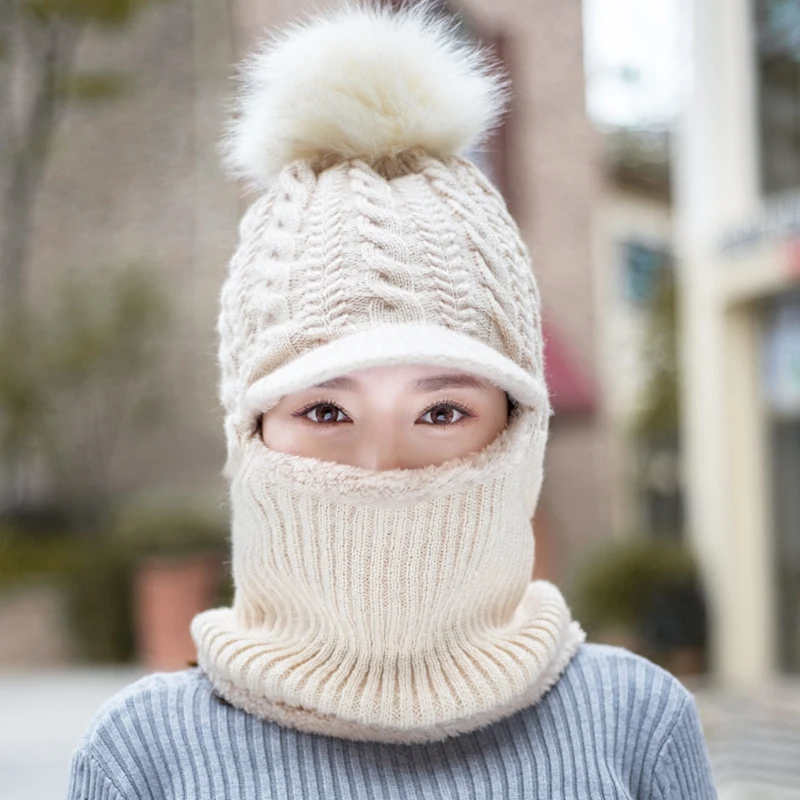 COKK, теплая зимняя шапка Skullies Beanies, вязаная шапка для женщин, зимняя женская Лыжная шерстяная меховая шапка, женские шапки с помпонами, вельветовые толстые, новинка