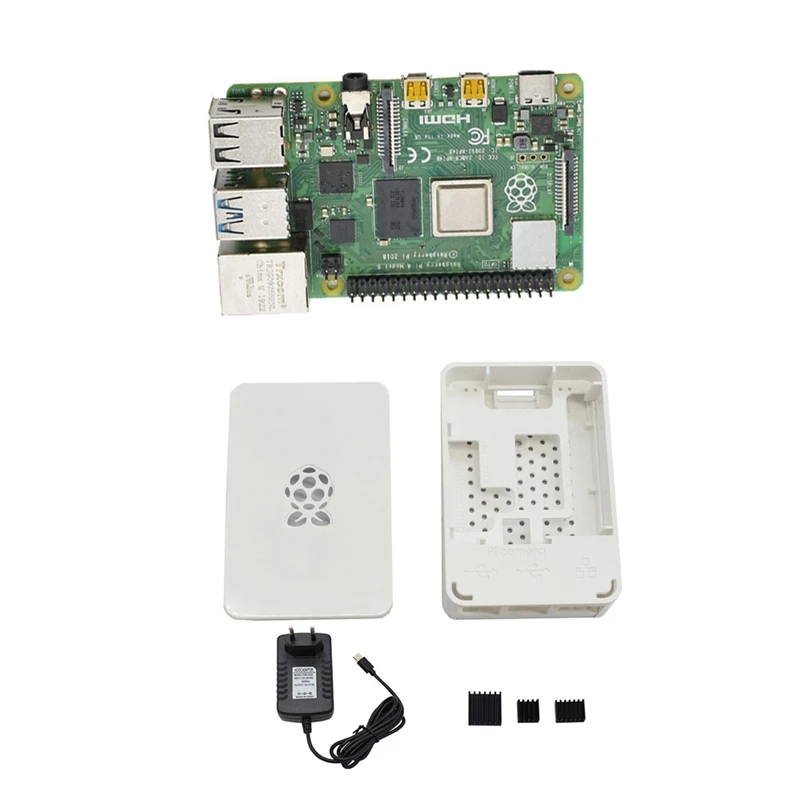 Для Raspberry Pi 4B ABS белый чехол 2G Оперативная память DIY Kit с радиатором 5V 3A Мощность адаптер для Raspberry PI 4 модели B