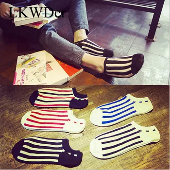 

LKWDer 10 Pairs Men's Socks Business Casual Spring Summer Cotton Thin Boat Socks Low Cut Stripes Invisible Socks Men Calcetines