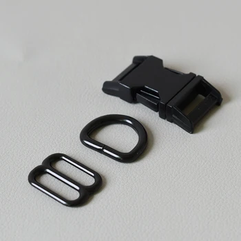 

100 suit (metal buckle+8 buckle+D ring/set) manufacturer Zinc Alloy 20mm black high quality plated