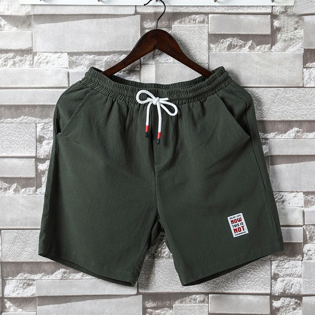 Модные мужские летние модные повседневные свободные пляжные спортивные шорты с поясом и завязками