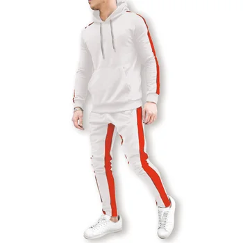 

2-piece set, men's tracksuit, new brand, autumn winter hoodie + drawstring pants, striped stripes hoodie for men, Bigsweety