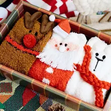 3 шт./компл., женские осенне-зимние толстые носки для малышей, рождественские носки, забавные носки, милые домашние теплые короткие носки унисекс, упакованные в коробку