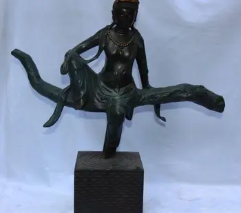 

19" Chinese Buddhism Pure Bronze Seat Kwan-yin Kuan Yin Guan Yin Goddess Statue