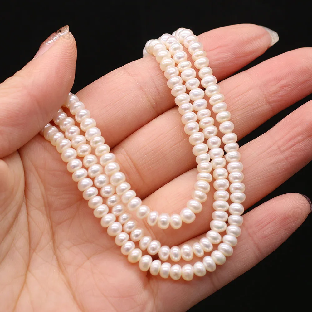 

100% Real Natural Freshwater White Pearls Loose Beads Vertical Perforated Beads 36 cm Strand 4-5mm For Jewelry Making Necklace