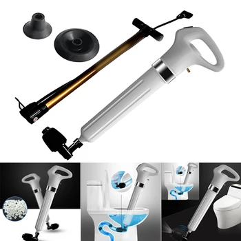 

Toilet High Pressure Plunger Pump Kit Clog Remover Air Drain Unblocker, One Drive Button for Easy Operating