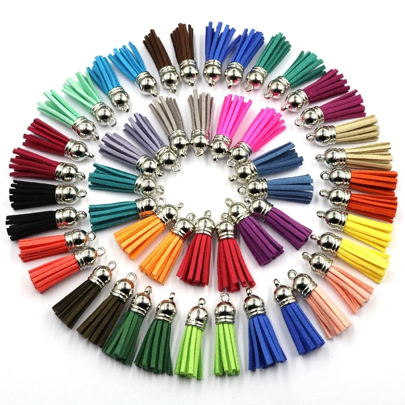 20pcs/lot 38mm Leather Tassels Fringe Keychain Strap Jewelry Fiber Suede Tassel Key Chains For DIY Accessories | Украшения и