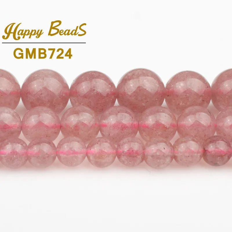 Natural Strawberry Quartzs Gem Crystal Beads Loose Spacer Round Beads For Jewelry Making 6 8 10MM 7.5” Diy Accessories Bracelets