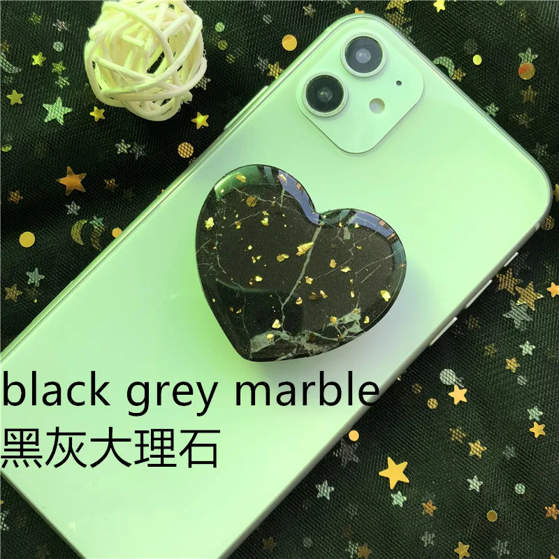 Подставка-держатель для телефона в форме сердца - Цвет: black grey marble