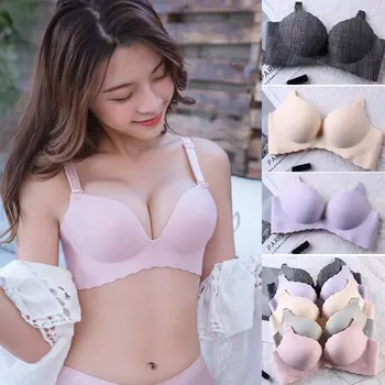 

No Trace No Underwire Bra Stripe Smooth Wave Edge One Piece Seamless 3/4 Cup Gathered Underwear Comfortable And Elegant Wholesal