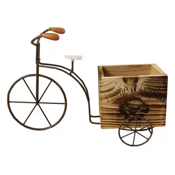 

1PC Bicycle Flower Pot Wooden Flower Ornament Craft Decoration Flower Box For Home Garden