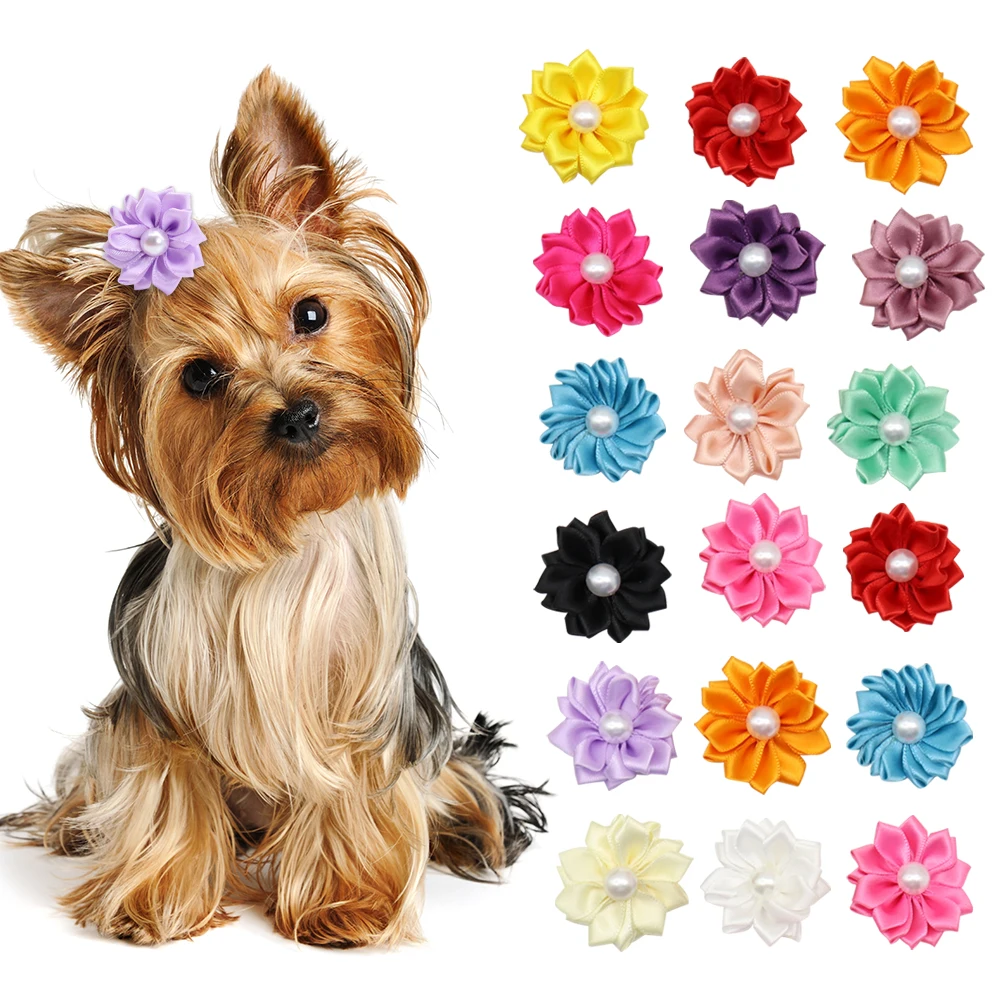 Yunt Lazos de goma para el pelo de mascotas varios colores diseño de flores 