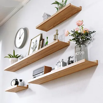 

Solid Wood One-word Partition Board Non-perforated Nordic Wall Wall Shelf Living Room TV Wall Decoration Wall Shelf