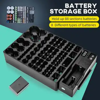 

Case Holder Battery Storage Caddy Box Organizer Capacity Rack with Tester - Battery Caddy Rack Case Box Holders
