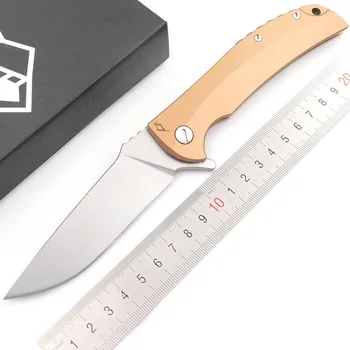 

JUFULE BearLogo Overkill ball bearing D2 blade Steel handle folding hunting camp Pocket outdoor Survival kitchen EDC Tool knife