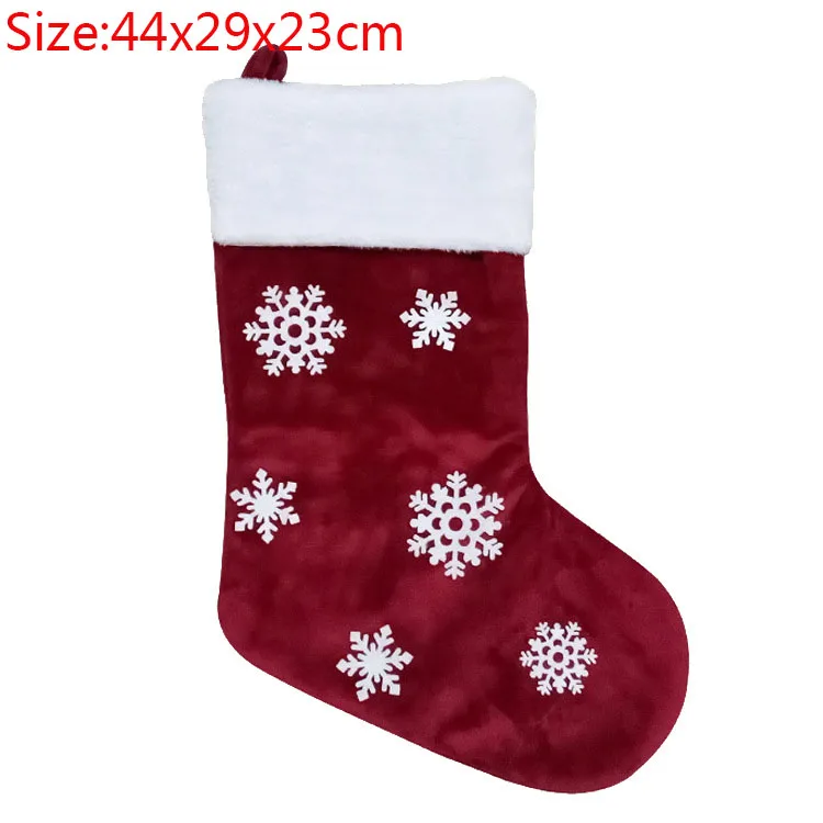 1PCs 44x29x23cm 1/2PCS Christmas Stockings Pendant Cloth Christmas Tree Elk Snowflake Ornament Christmas Print Party Home Decoration Gift Bag - Цвет: 1PCs 44x29x23cm