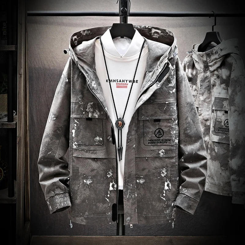 

6611 # Men Camouflage Coat Mid-length Autumn Trend Korean-style Versatile Casual Spring And Autumn Tooling Jacket Men's