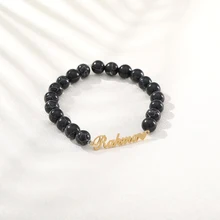 Gold Bracelet for Women Stainless Steel Men Beads Bracelet Wrist Beads Bracelet Custom Name Bracelet Fashion Jewelry for Her