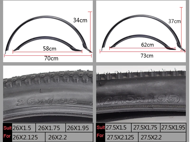 MTB Road Bicycle Mudguard 16 20 26 inch Chrome plastic Mountain Bike Fenders Set Mudguards for Bicycle Front And Rear Fenders
