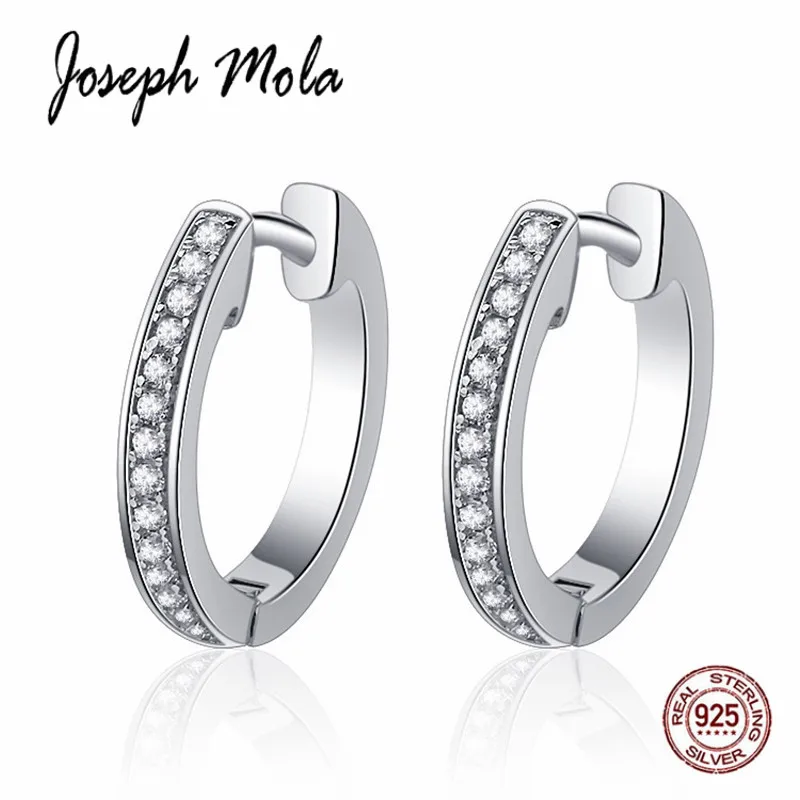 

Joseph Mola 925 Sterling Silver Trendy 7A Cubic Zirconia Round Hoop Earrings for Women Luxury Europe Style Design Fine Jewelry
