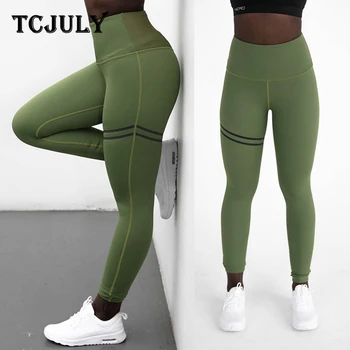

TCJULY New Solid Sports Wear For Women Gym Leggings High Waist Push Up Workout Pants Breathable Quick Dry Stretch Fitness Legins