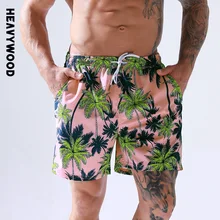 Heavywood Summer Men's Quick Drying Swim Trunks Casual Mesh Lining Drawstring Print Beach Shorts Man Plus Size Five Point Pants