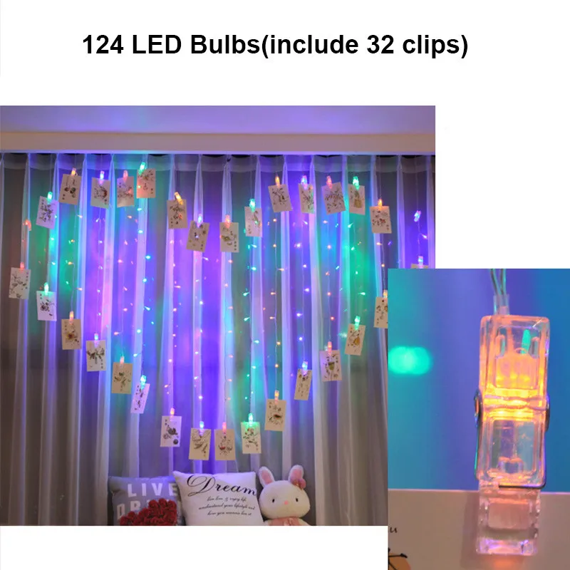 Дистанционный 128 LED занавес клип бабочка в форме сердца СВЕТОДИОДНЫЕ гирлянды