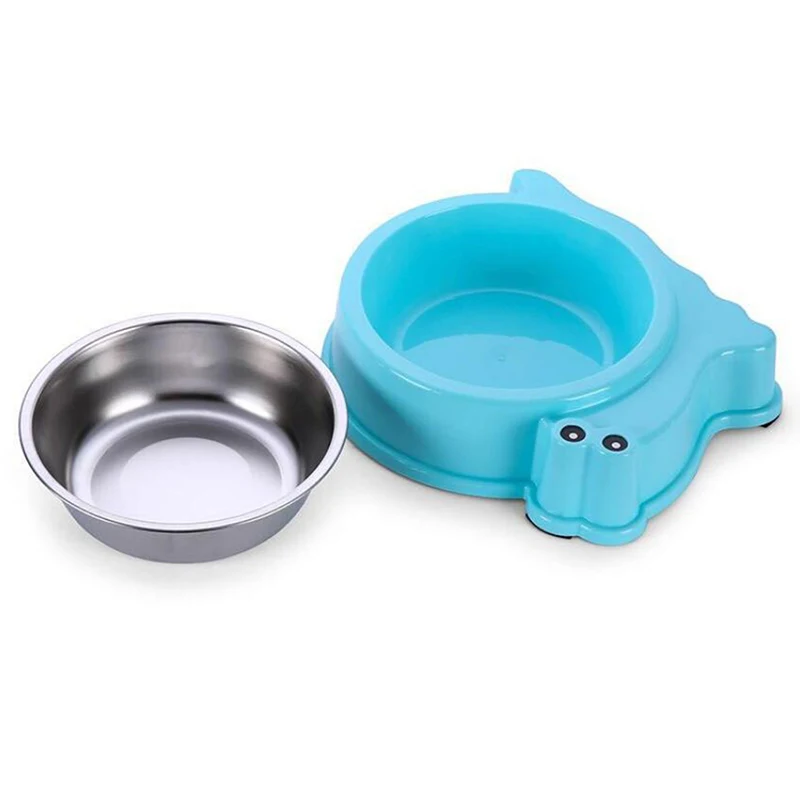 blue Миска для собак и кошек, новинка, креативная мультяшная миска для животных, миска для домашних животных из нержавеющей стали, миска для питья кошек - Цвет: blue