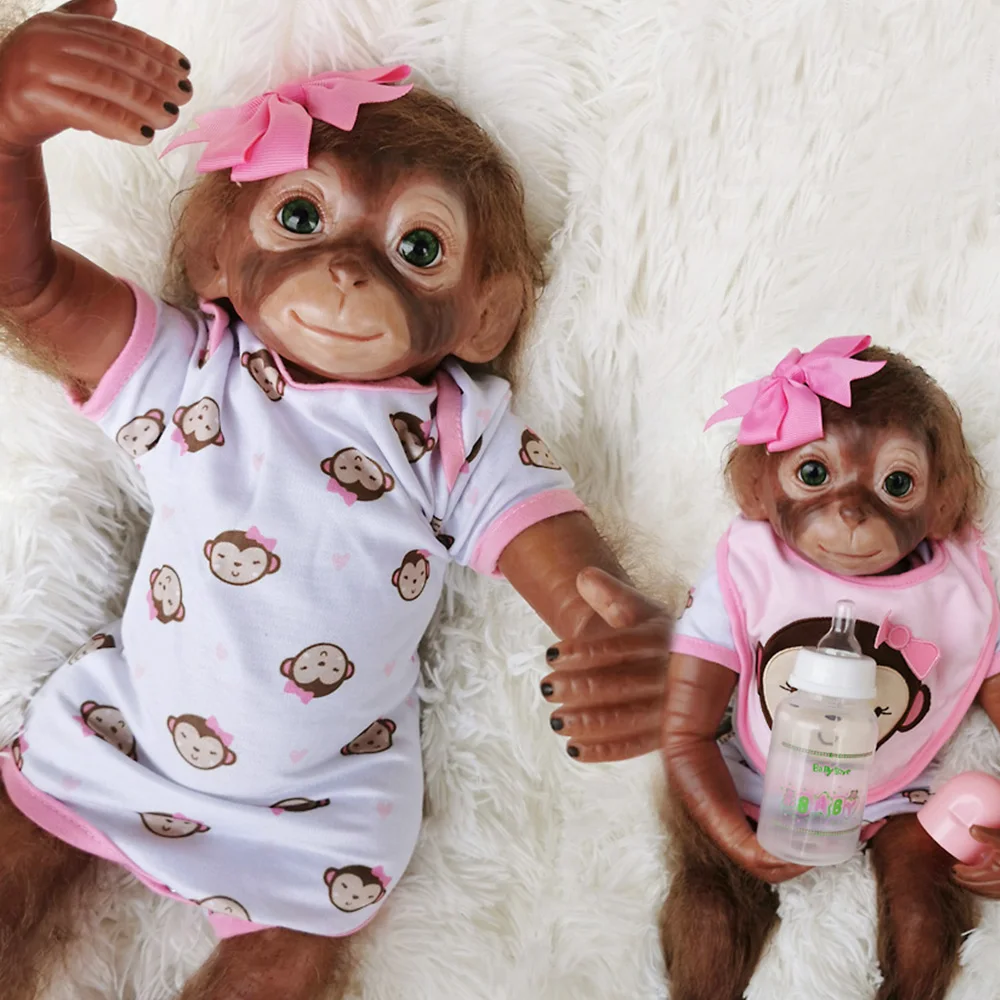 

New 20inch 100% handmade reborn Monkey very soft silicone vinyl doll realistic Apes boneca Macaco Brinquedo